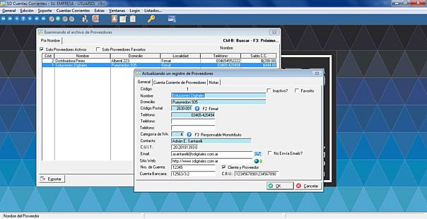 SD Cuentas Corrientes - Ficha de Proveedores