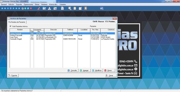 Historias Clinicas Pro - Examinar Pacientes