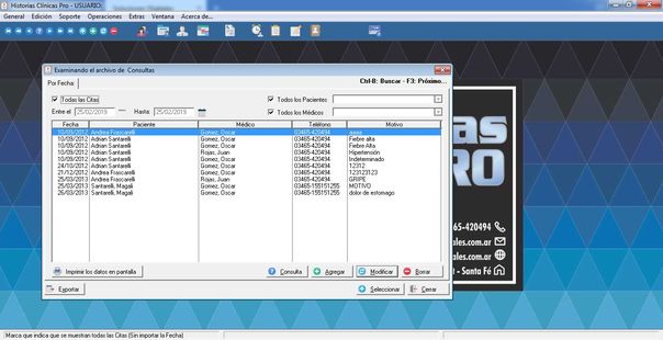Historias Clinicas Pro - Examinar Consultas