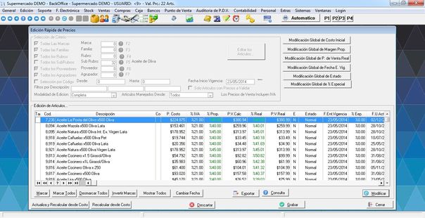 SD Gestion Medium Sper - Edicin de Precios